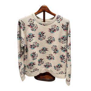 Christmas Sweatshirt Disney Mickey Minnie Skating Crop Top Junior Women Large